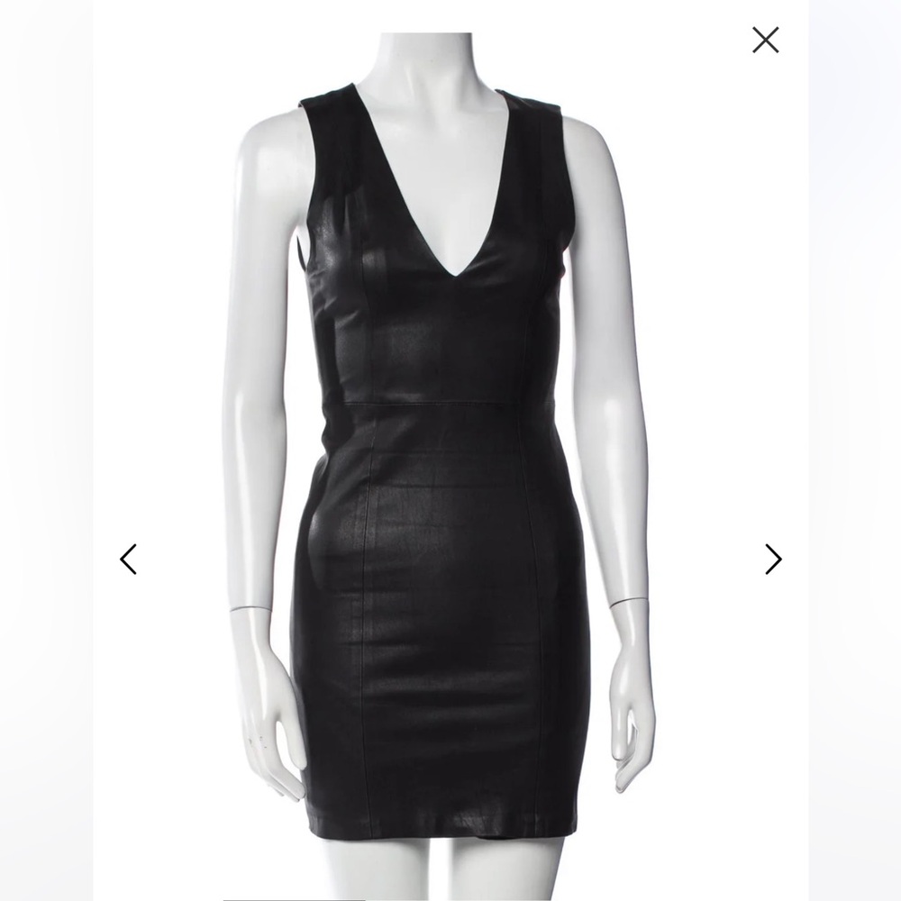 Alice + Olivia Black Mini leather and mesh Dress